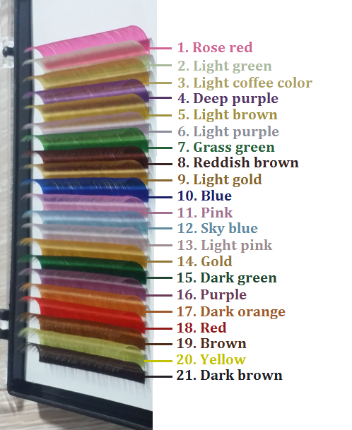 Colors chart(0.07 lashes)